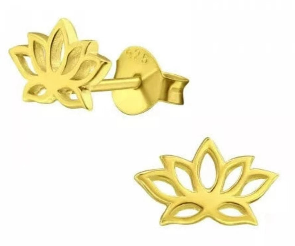 Gold Plated Lotus Flower Stud Earrings Earrings Refine Zone Jewelry