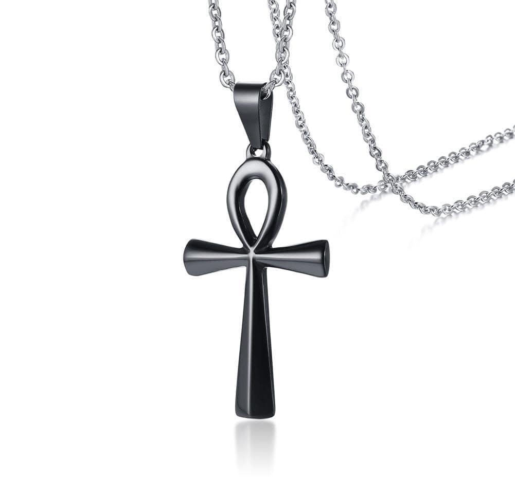 Steel Gold Egypt Cross Pendant Necklace Refine Zone Jewelry