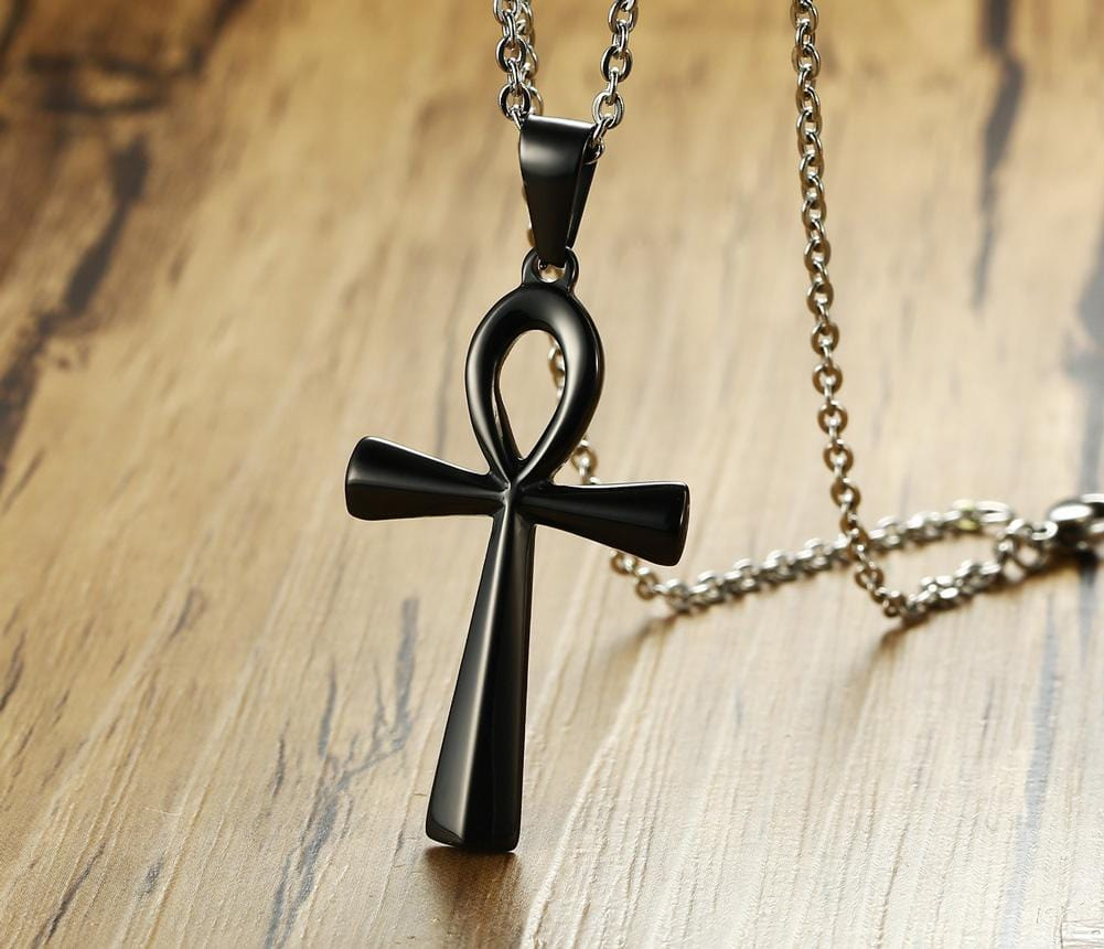 Steel Gold Egypt Cross Pendant Necklace Refine Zone Jewelry