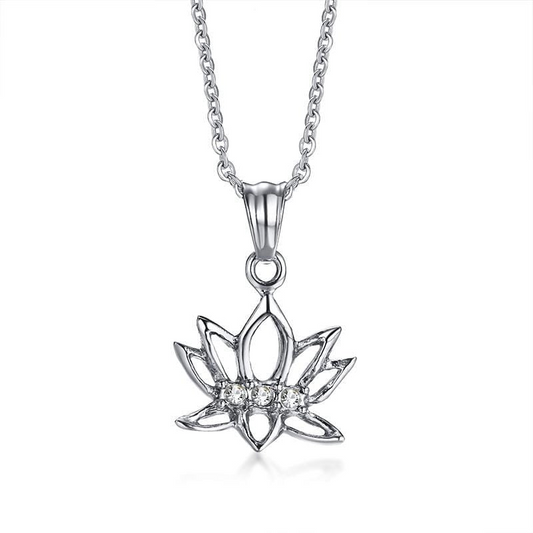 Stainless Steel Womens Lotus Flower Necklace Necklace Refine Zone Jewelry