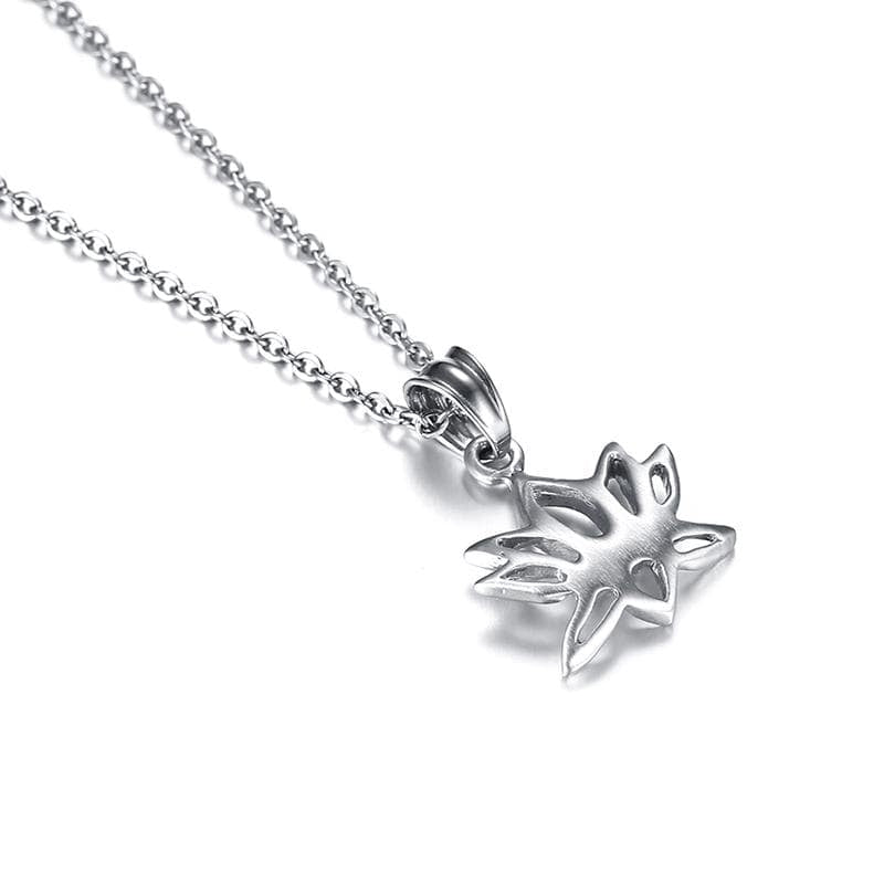 Stainless Steel Womens Lotus Flower Necklace Necklace Refine Zone Jewelry