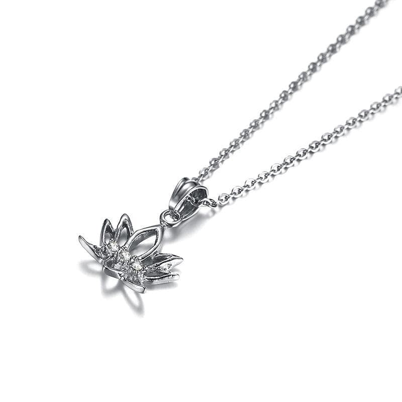 Stainless Steel Womens Lotus Flower Necklace Necklace Refine Zone Jewelry