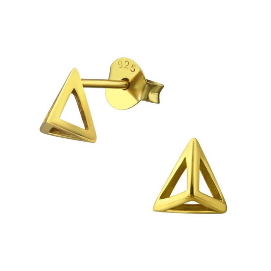 14 k Gold Plated Silver Pyramid Stud Earrings Earrings Refine Zone Jewelry