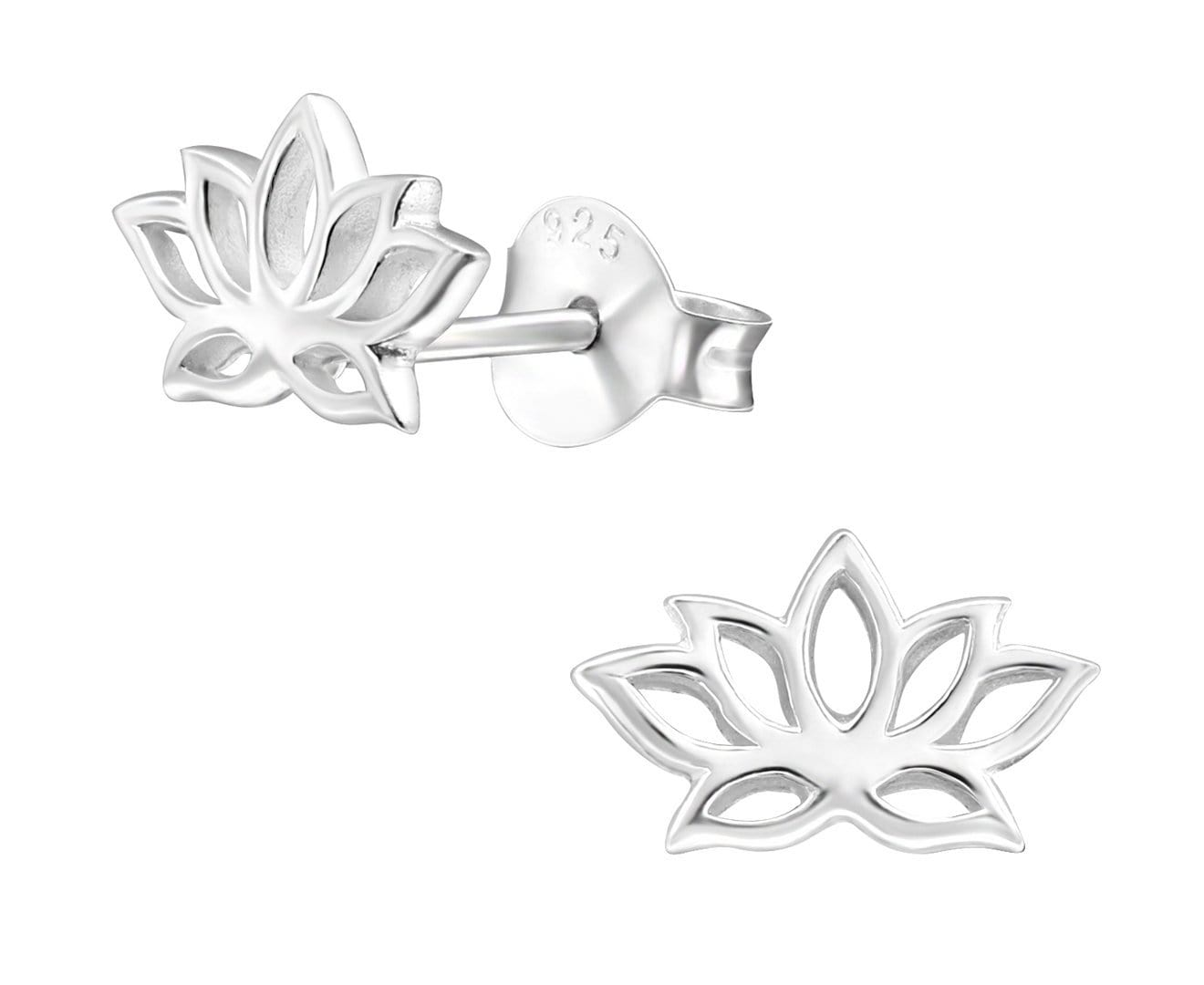 Sterling Silver Lotus Flower Stud Earrings Earrings Refine Zone Jewelry