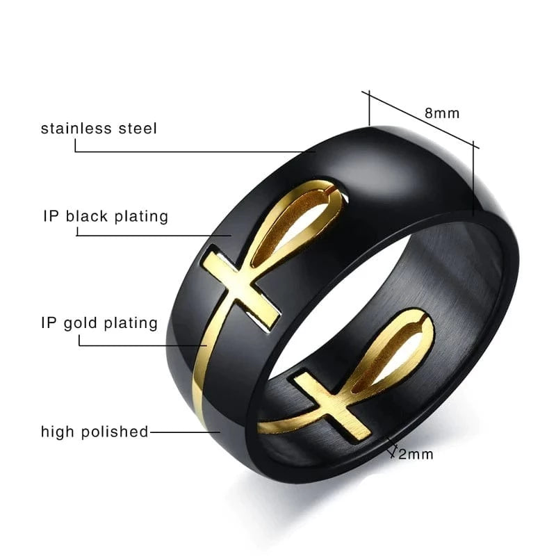 Ankh Egyptian Gold Cross Ring Ring Refine Zone Jewelry