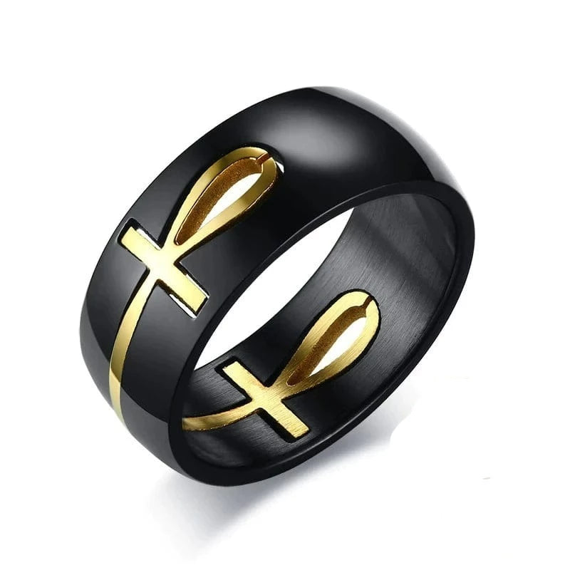 Ankh Egyptian Gold Cross Ring Ring Refine Zone Jewelry