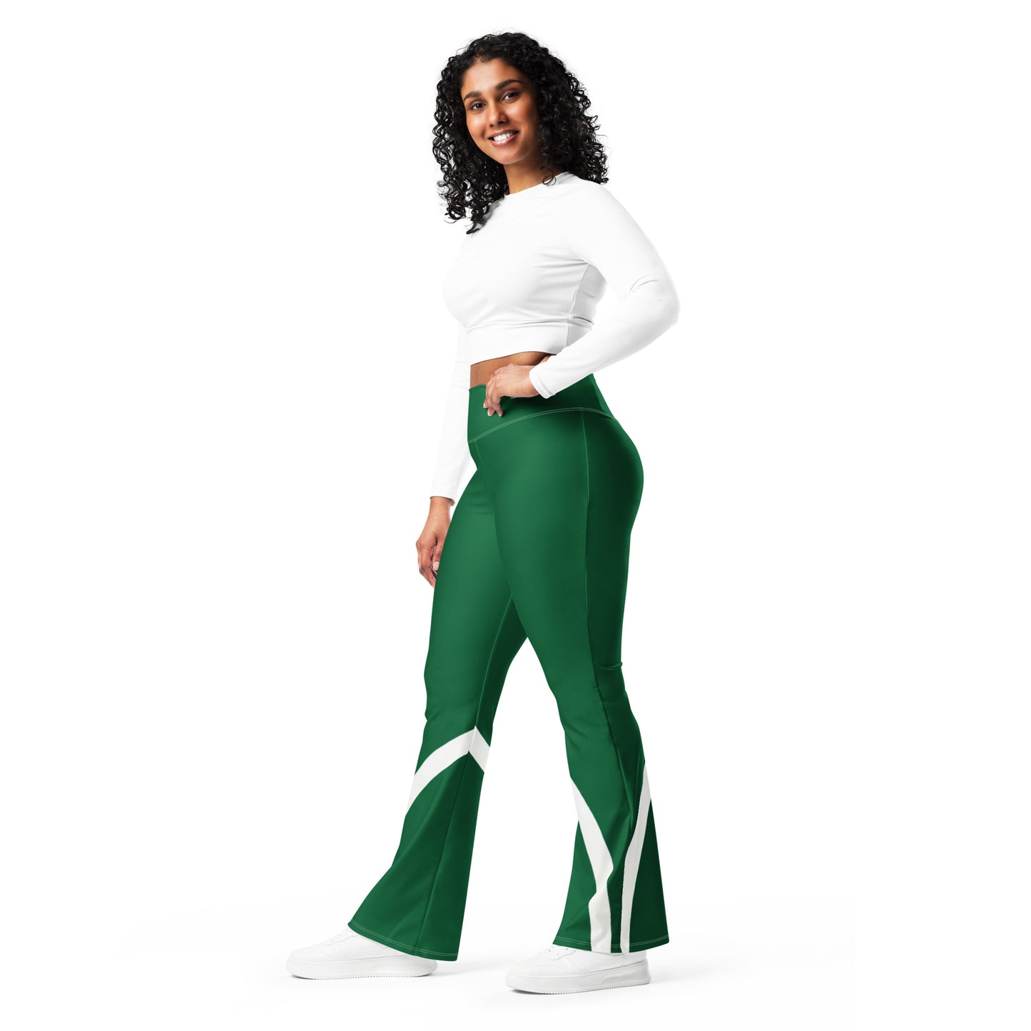 Flare leggings - Sleek Stride - Green Flare Leggings Refine Zone