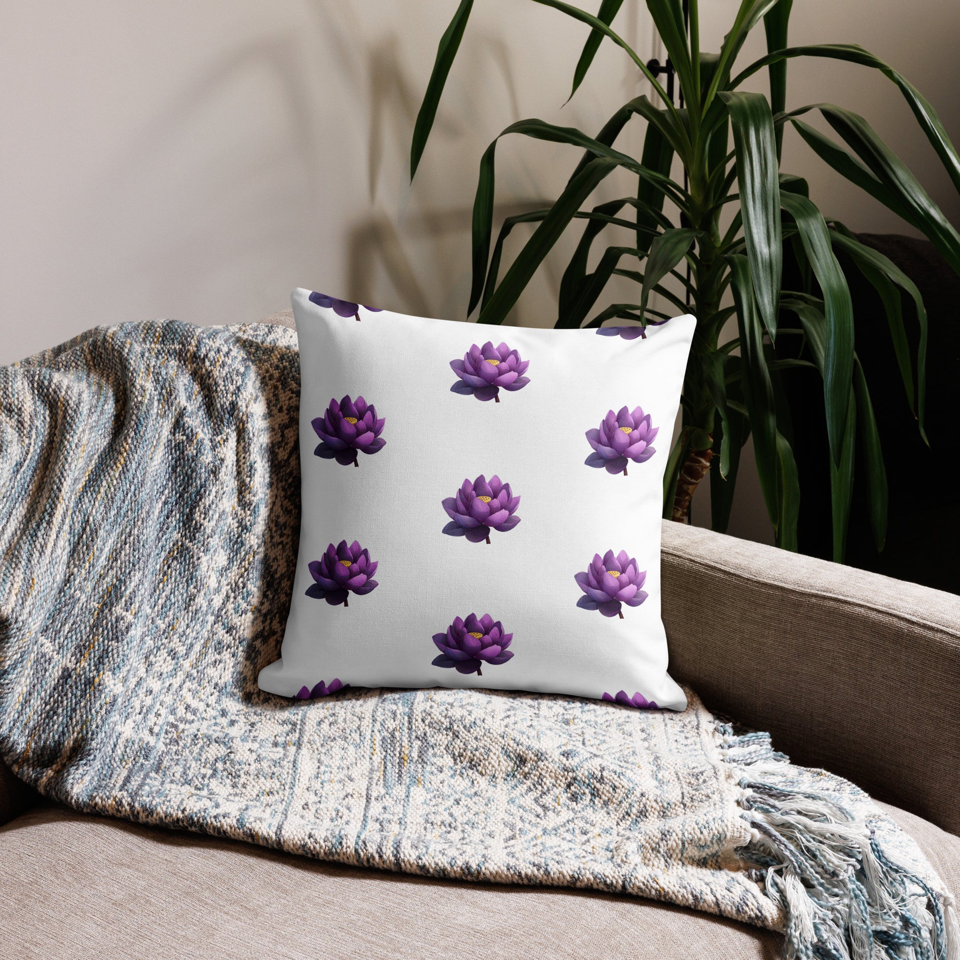 Premium Pillow - Lotus Throw Pillows Refine Zone 18″×18″  