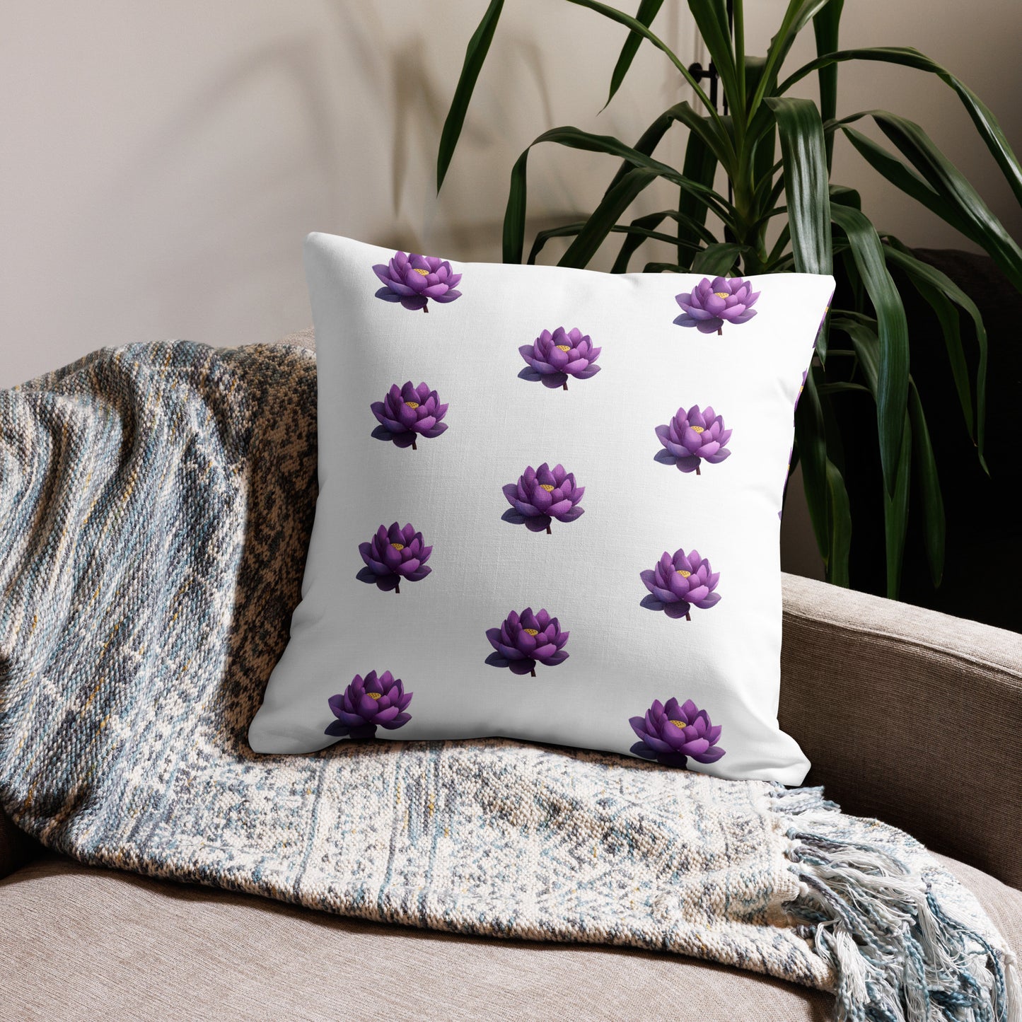 Premium Pillow - Lotus Throw Pillows Refine Zone 22″×22″  