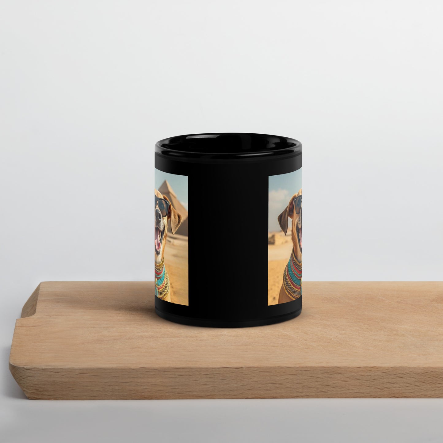 Black Glossy Mug - Dog in Sunglasses at Pyramids Mugs Refine Zone   