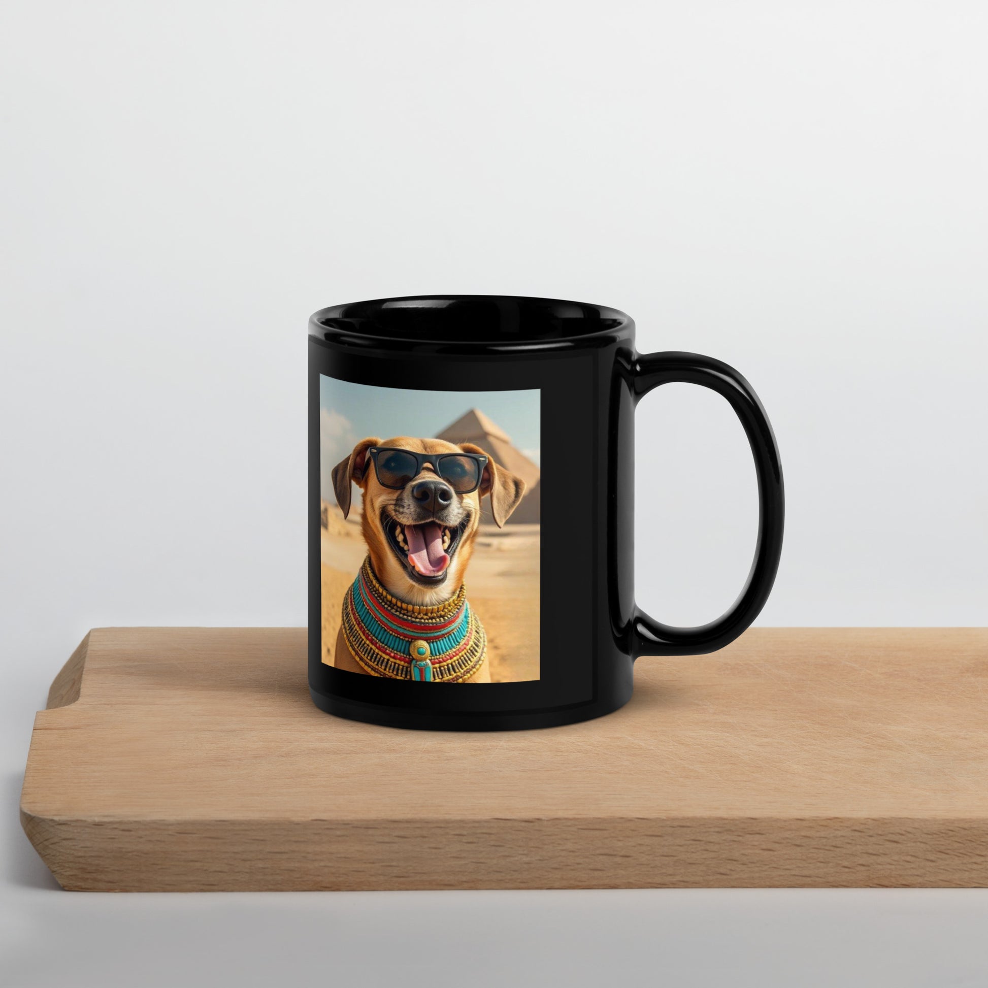 Black Glossy Mug - Dog in Sunglasses at Pyramids Mugs Refine Zone 11 oz  