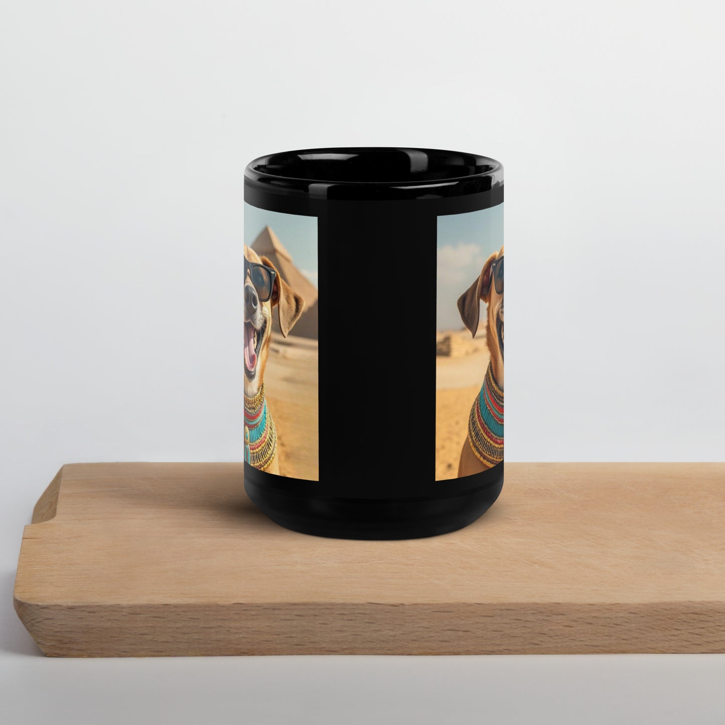 Black Glossy Mug - Dog in Sunglasses at Pyramids Mugs Refine Zone   