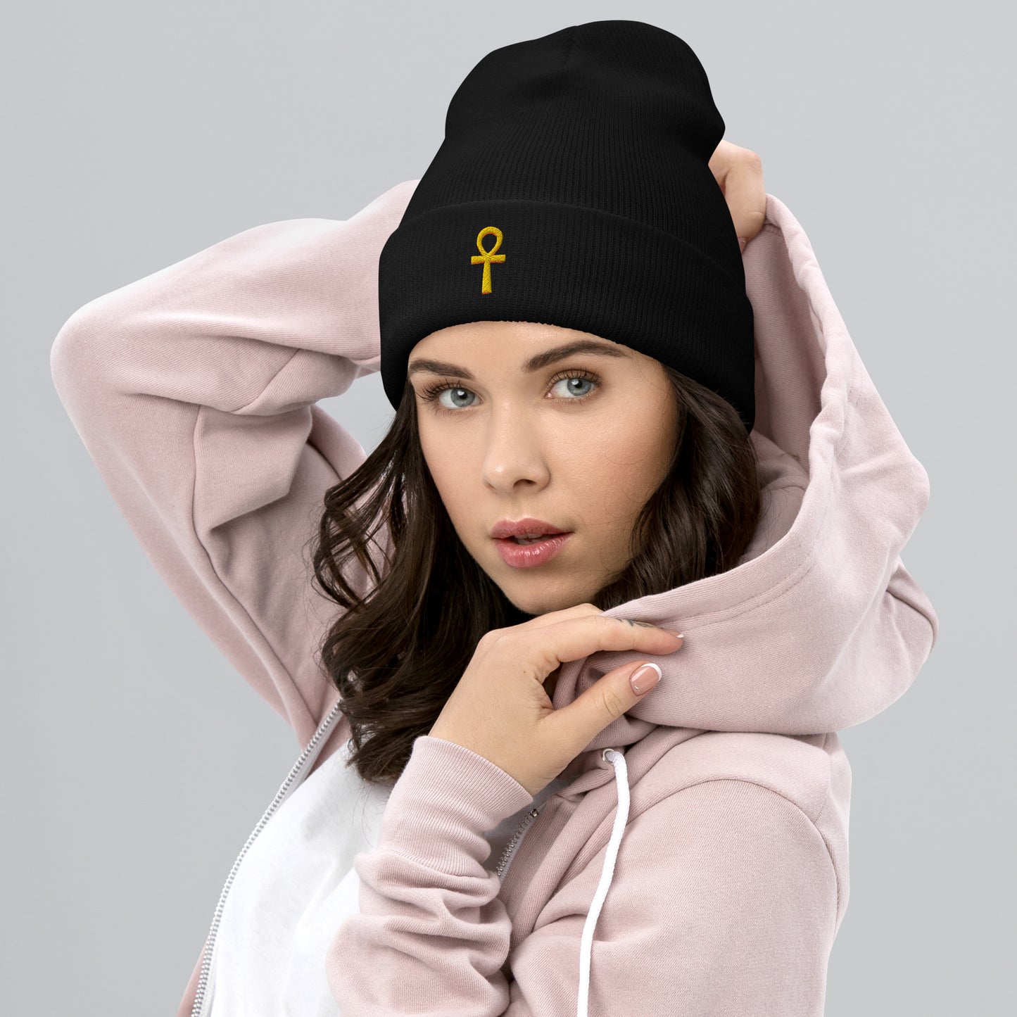 Cuffed Beanie – Ankh (☥) Beanies Refine Zone Black  