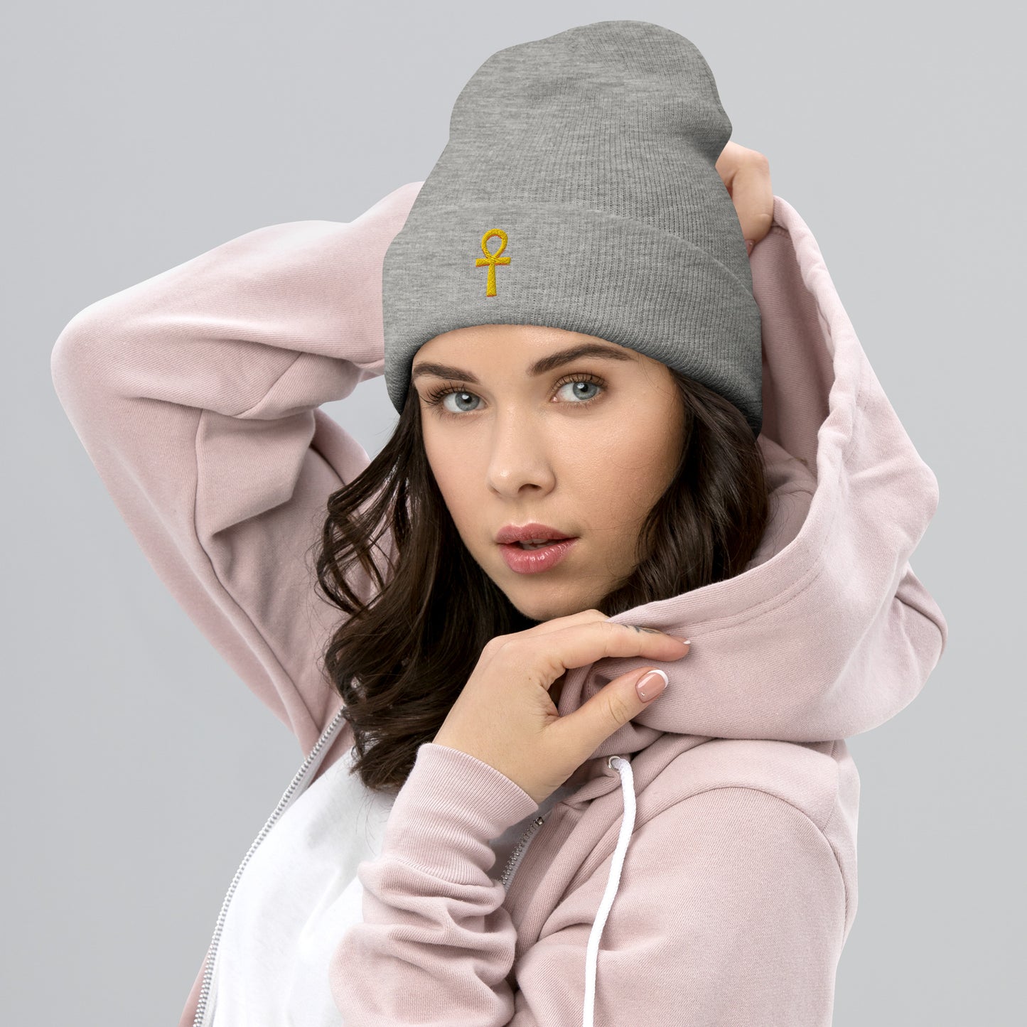 Cuffed Beanie – Ankh (☥) Beanies Refine Zone Heather Grey  