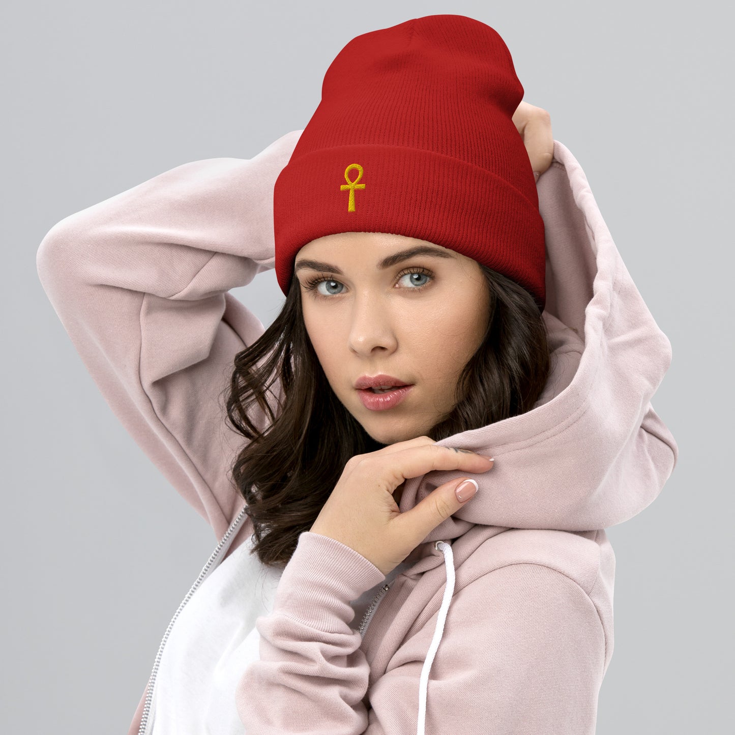 Cuffed Beanie – Ankh (☥) Beanies Refine Zone Red  