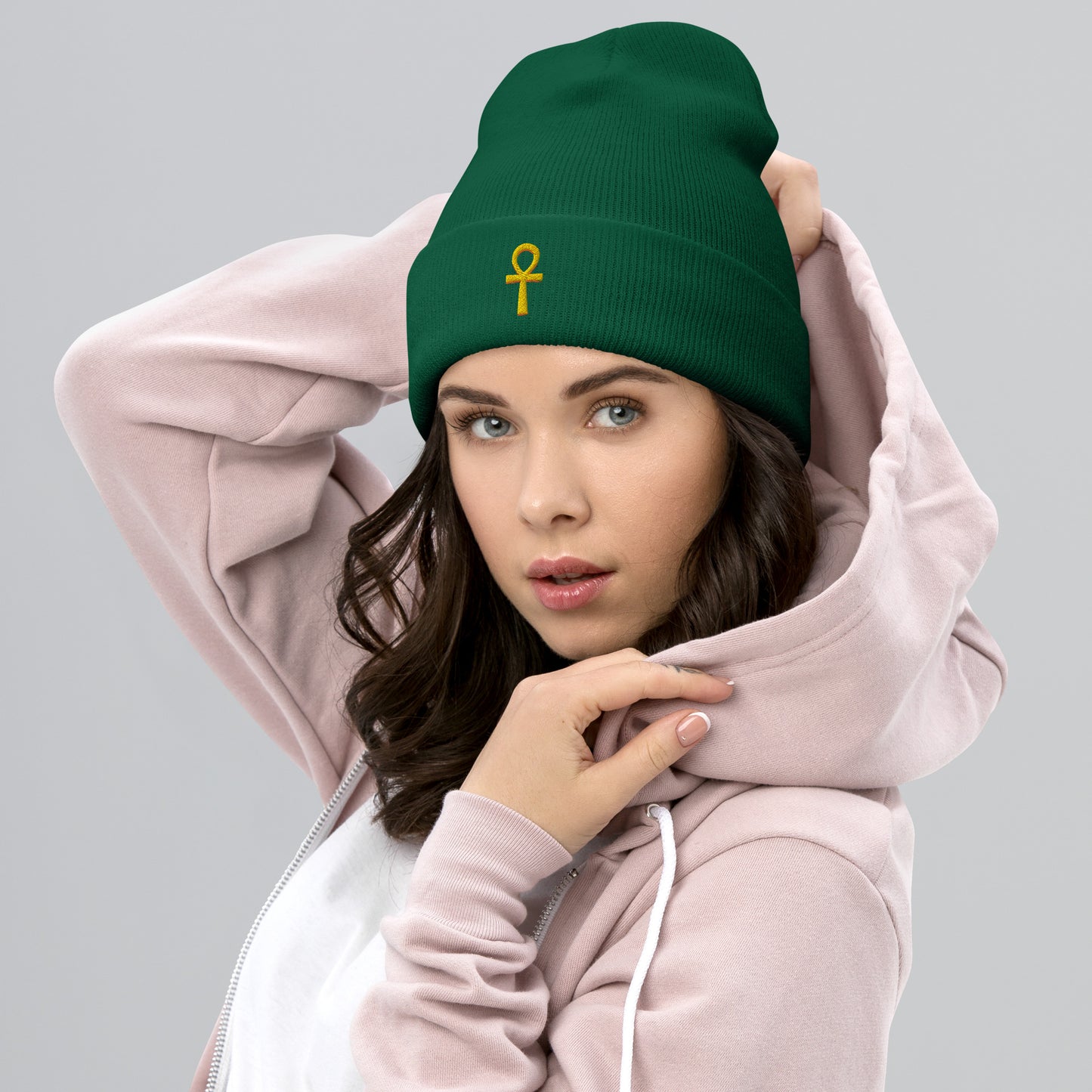 Cuffed Beanie – Ankh (☥) Beanies Refine Zone Spruce  