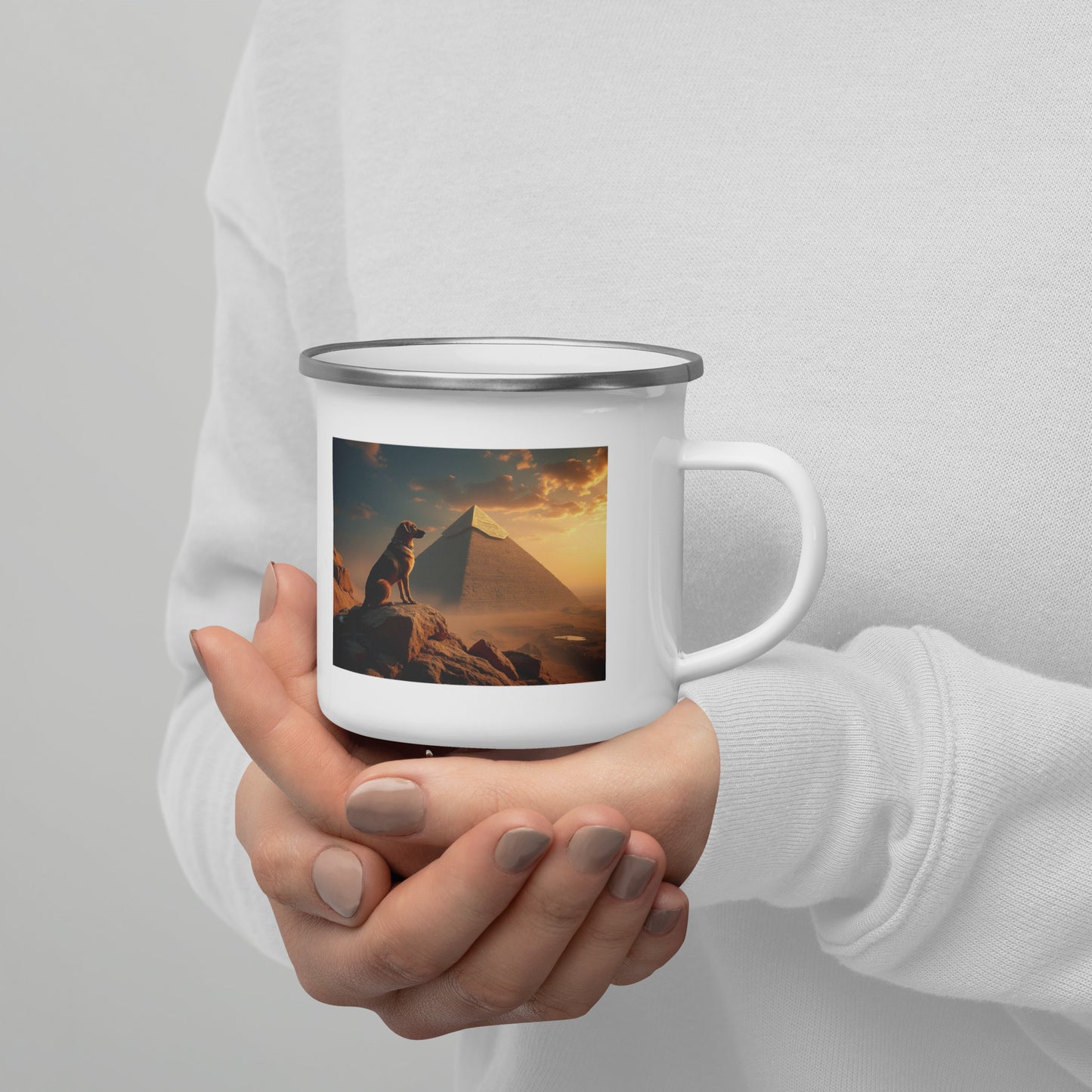 Enamel Mug - Dog & Pyramids Under the Sky Mugs Refine Zone   