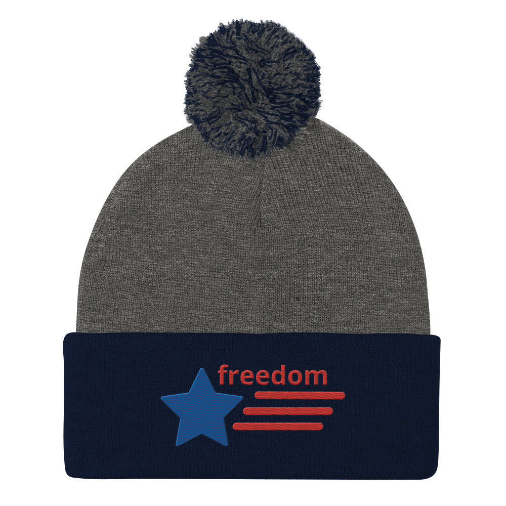 Pom-Pom Beanie - Freedom pom-pom Refine Zone Dark Heather Grey/ Navy