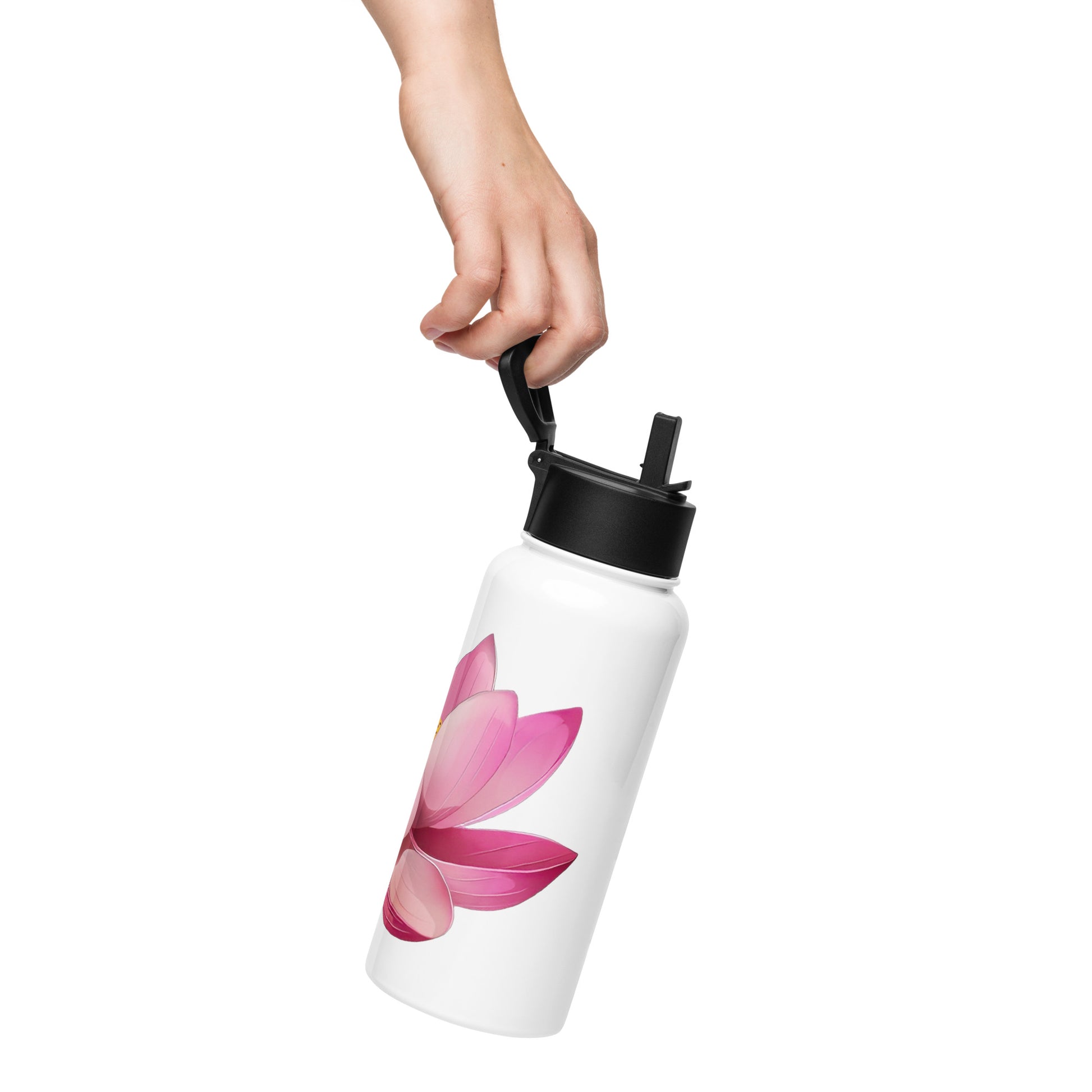 Stainless steel water bottle with a straw lid - Lotus Water Bottle Refine Zone   