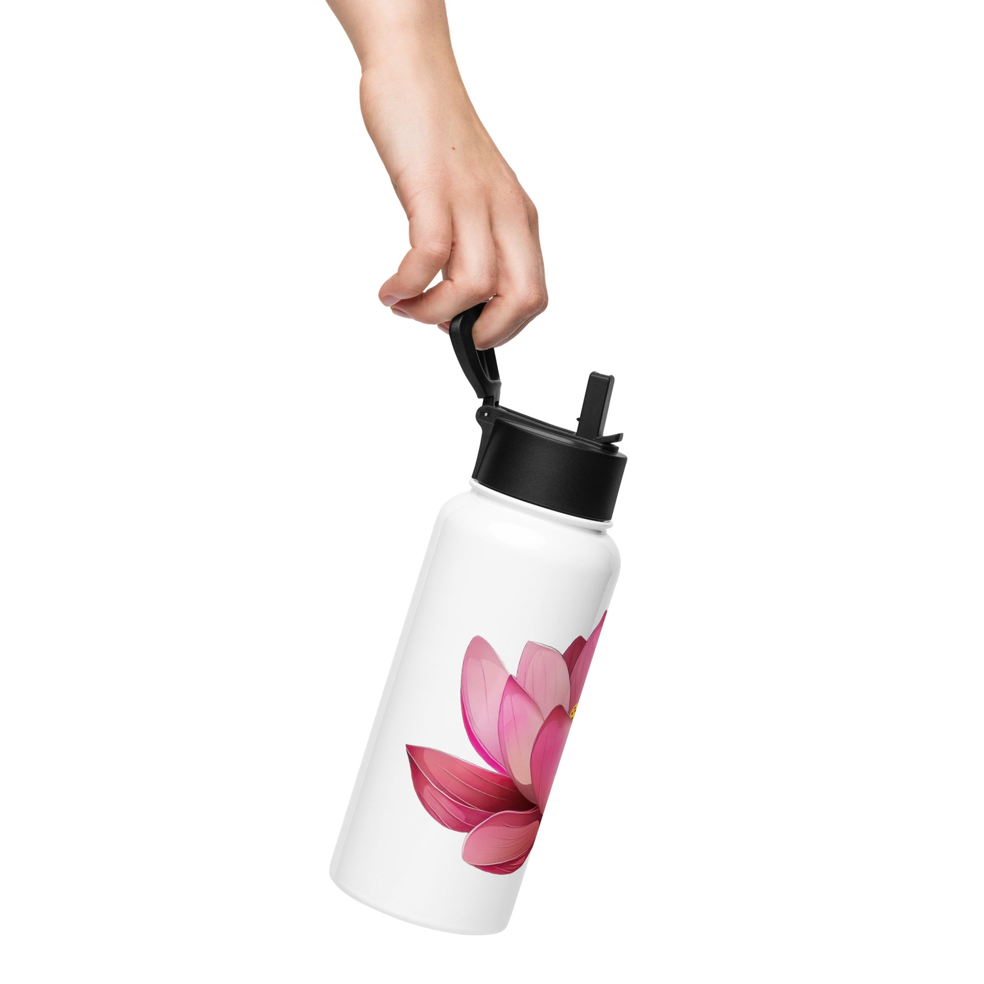 Stainless steel water bottle with a straw lid - Lotus Water Bottle Refine Zone   