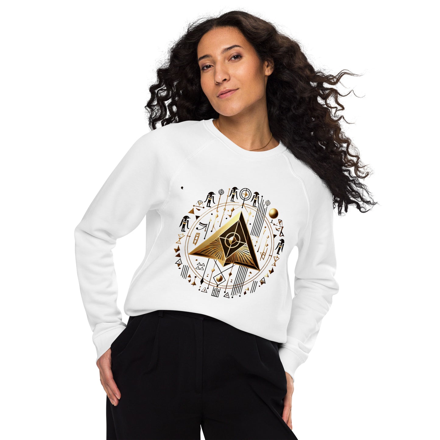 Unisex organic raglan sweatshirt - Grand Pyramid Sweatshirt Refine Zone White XS 