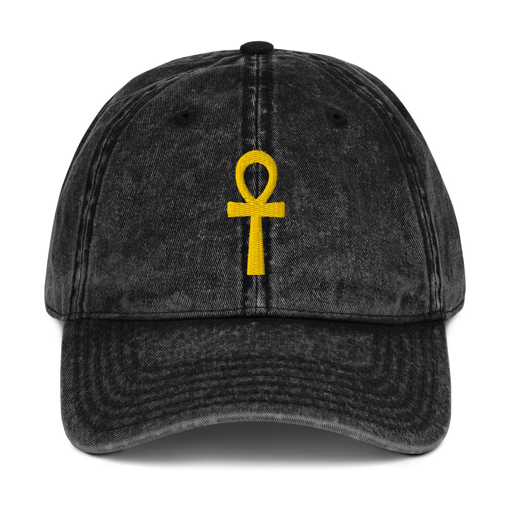 Vintage Cotton Twill Cap - Key of Life - Ankh Cap Refine Zone Black  