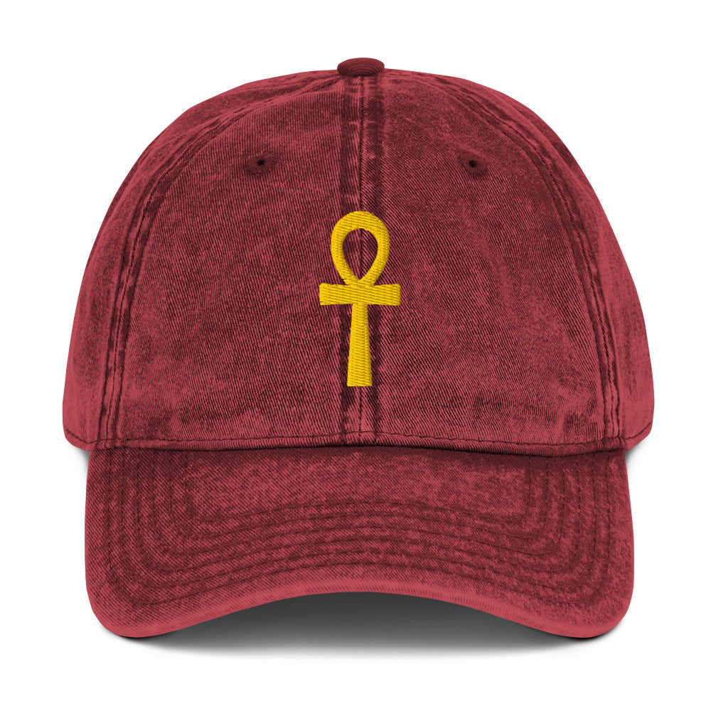 Vintage Cotton Twill Cap - Key of Life - Ankh Cap Refine Zone Maroon  