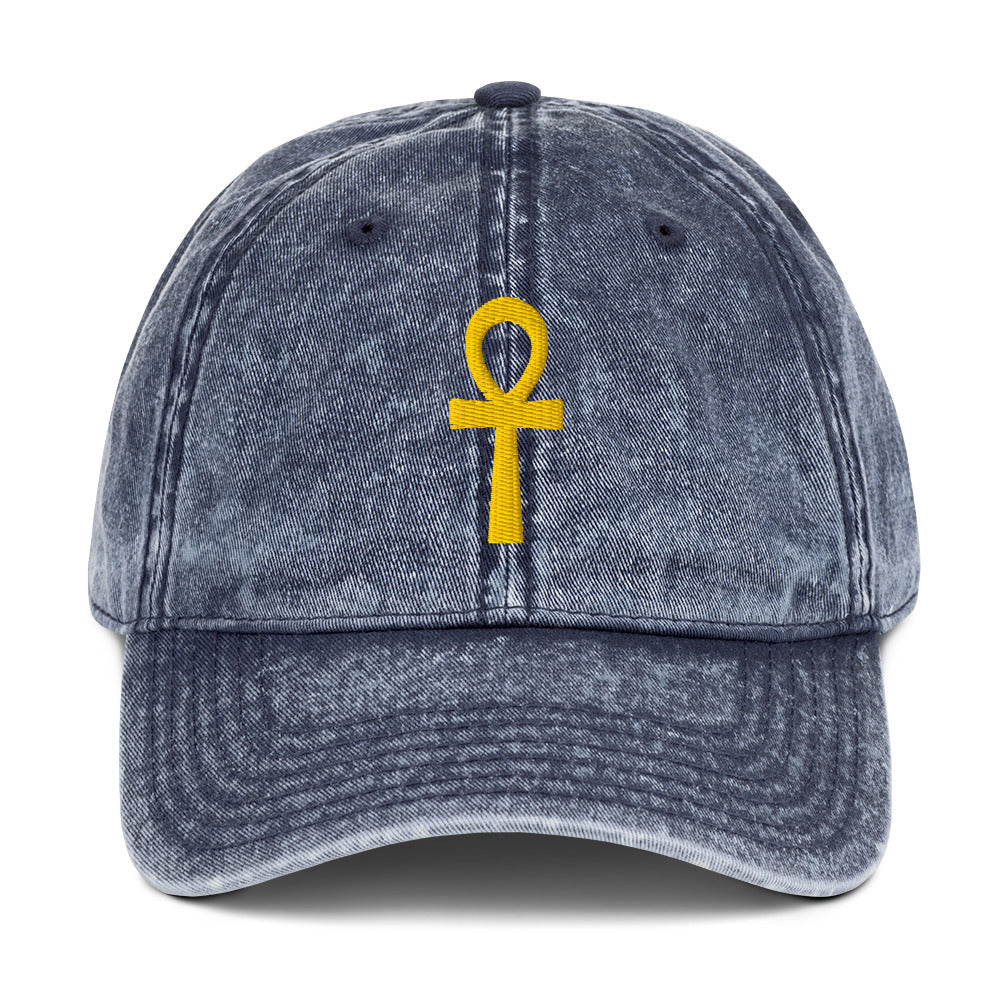 Vintage Cotton Twill Cap - Key of Life - Ankh Cap Refine Zone Navy  