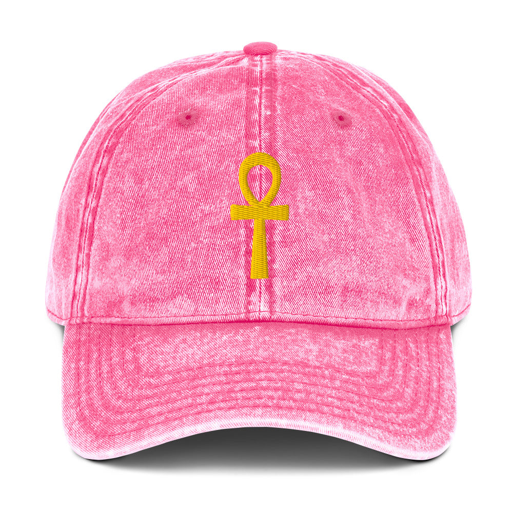 Vintage Cotton Twill Cap - Key of Life - Ankh Cap Refine Zone Pink  