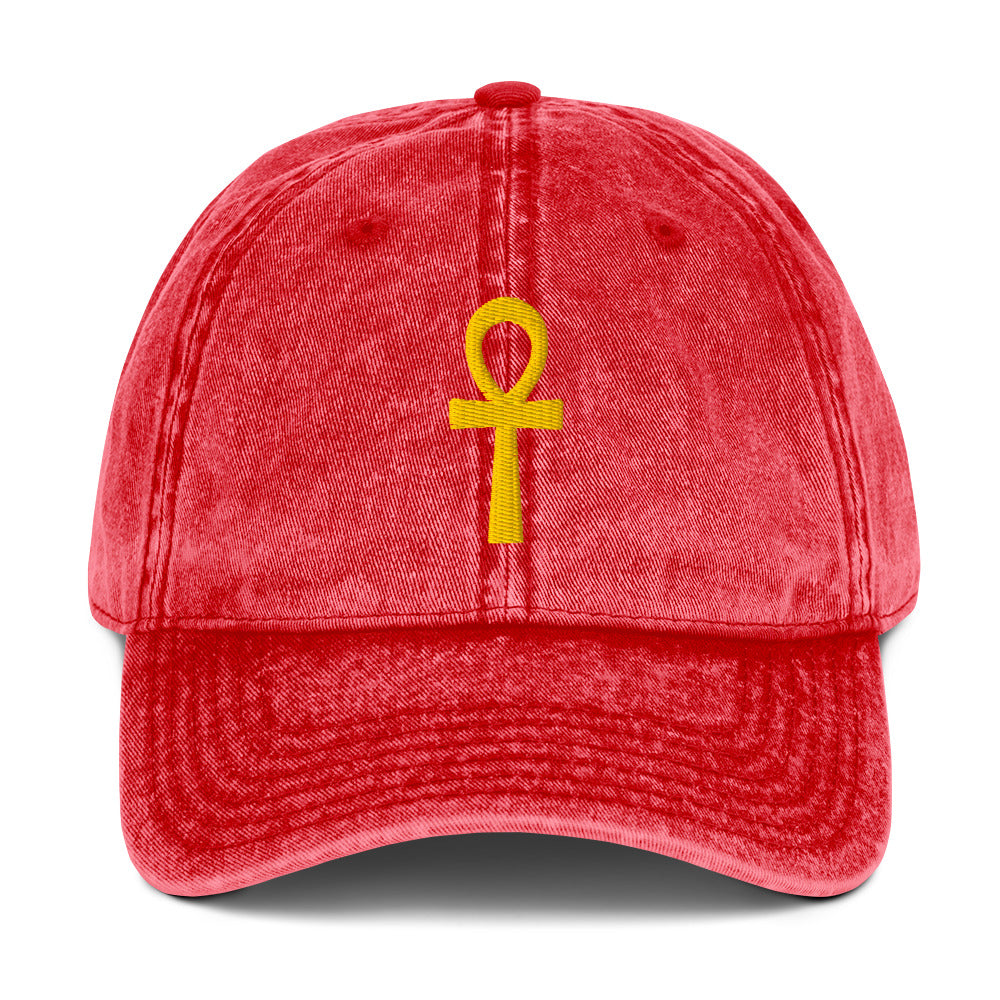 Vintage Cotton Twill Cap - Key of Life - Ankh Cap Refine Zone Red  