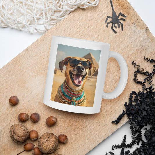 White glossy mug - Dog in Sunglasses at Pyramids Mugs Refine Zone 11 oz  