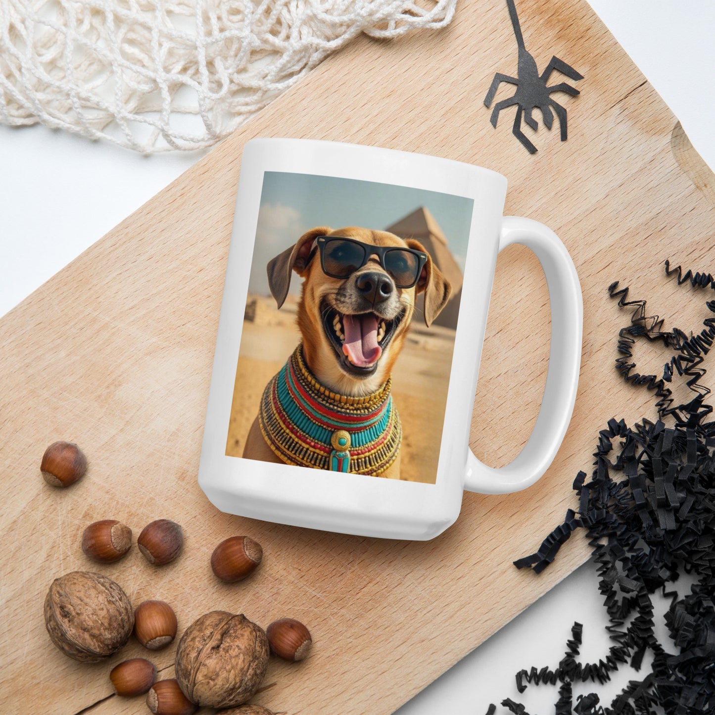 White glossy mug - Dog in Sunglasses at Pyramids Mugs Refine Zone 15 oz  