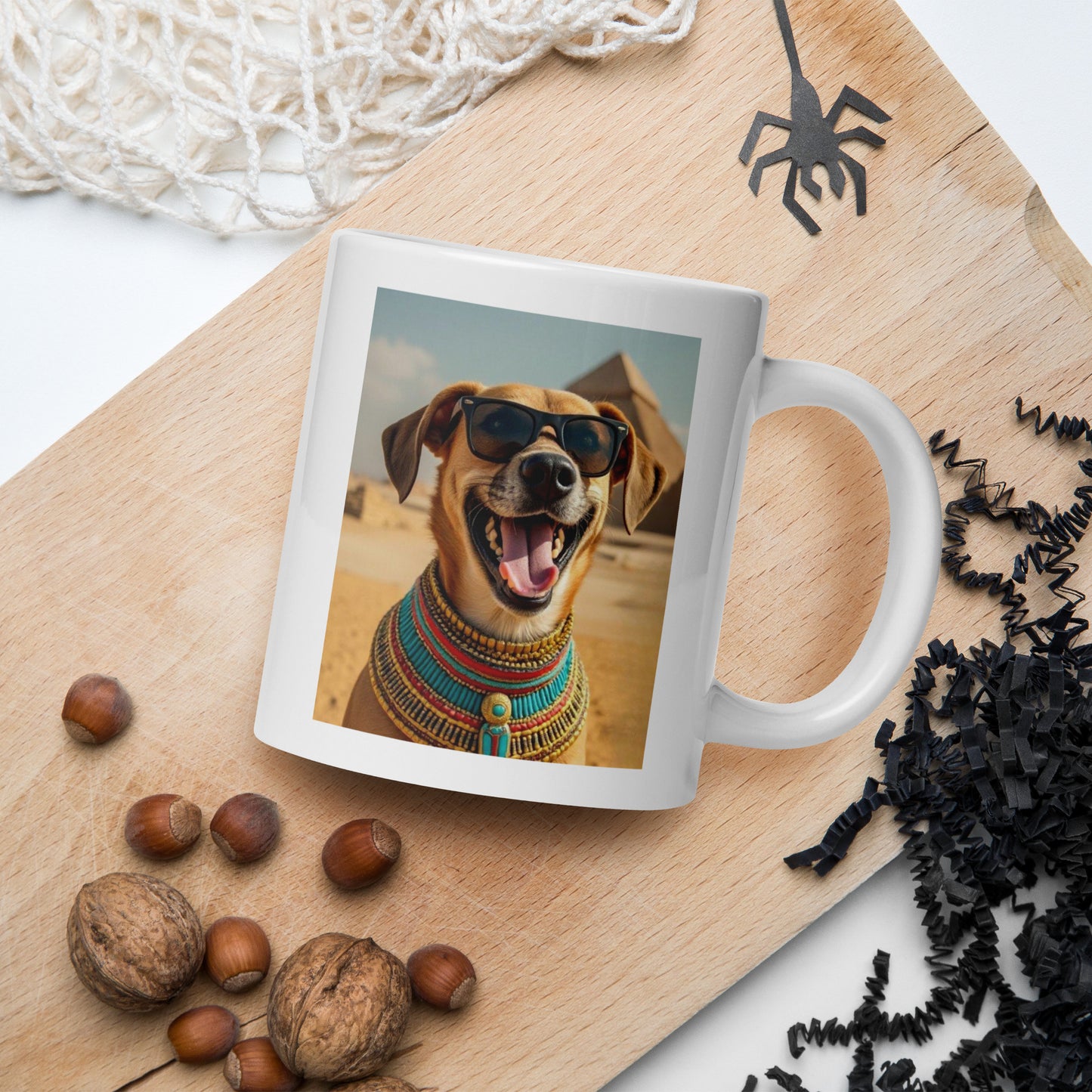 White glossy mug - Dog in Sunglasses at Pyramids Mugs Refine Zone 20 oz  